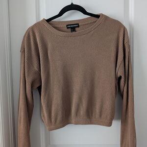 Brown Ribbed Long Sleeve Sweater